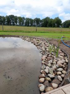 stenenrand bij zwemvijver