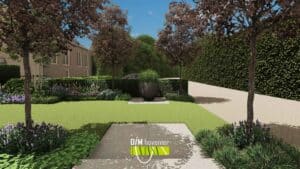 3D visualisatie van voortuin met vaste planten