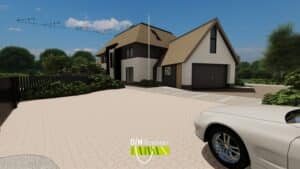 DIM Hovenier opritontwerp met auto en garage