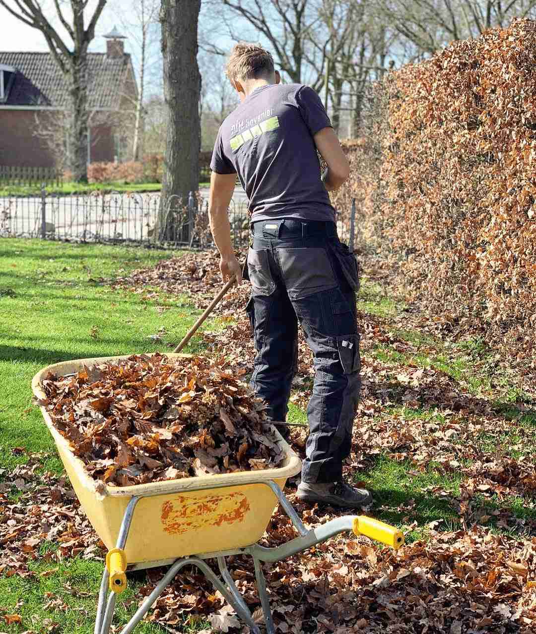 Hovenier van DIM Hovenier voert tuinonderhoud uit in Drachten