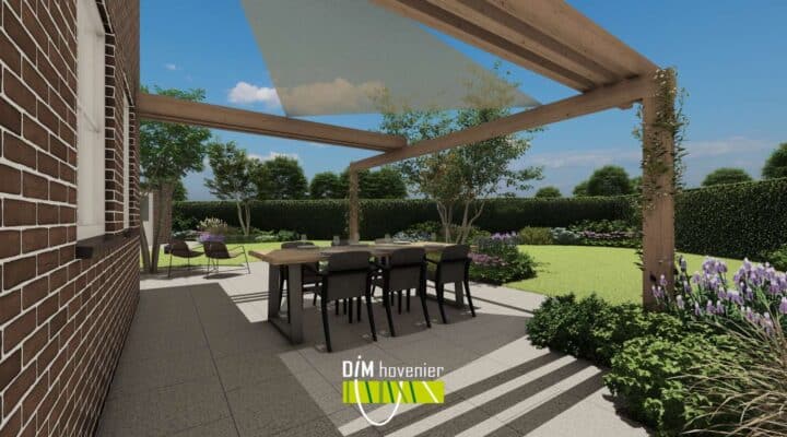 Overkapping tuinontwerp DIM Hovenier, Groningen - Leek - Drachten