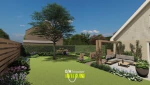 3D achtertuinontwerp in Dronrijp met moderne stijl