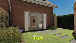 3D tuinontwerp voor landelijke woning met eigentijdse twist