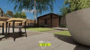 3D impressie van een moderne stadstuin in Groningen