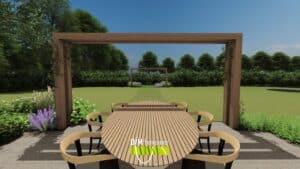 Tuinontwerp met natuurlijke afscheiding en visuele diepte