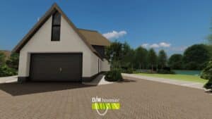 Oprit met ronde vormgeving en klinkerverharding