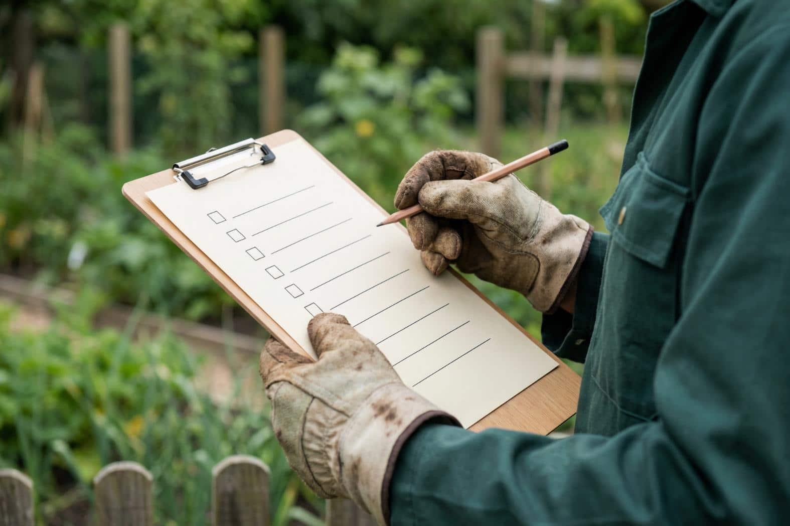 Persoon vinkt checklist voor diervriendelijke tuin af