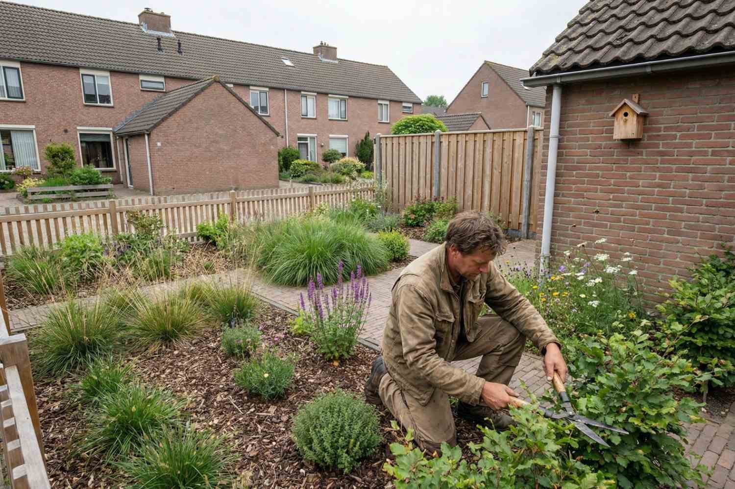 Verzorgen van diervriendelijke tuin met handgereedschap