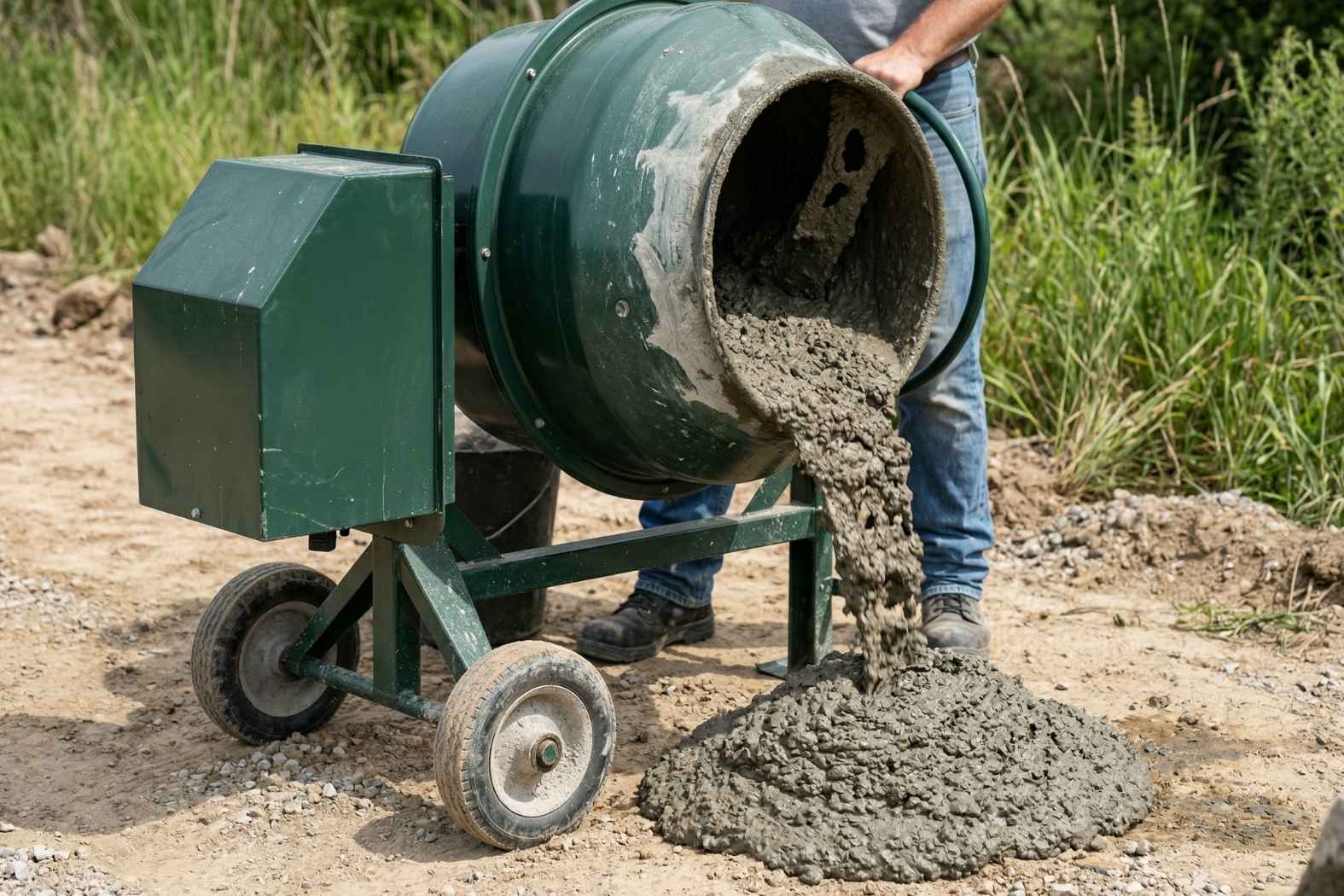 Mortelmolen mengt Romfix drainage mortel voor bestrating